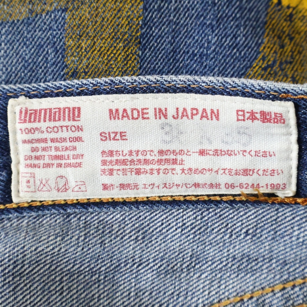 EVISU(エビス) 黄カモメ ボタンフライ レギュラー ストレート デニム パンツ インディゴ