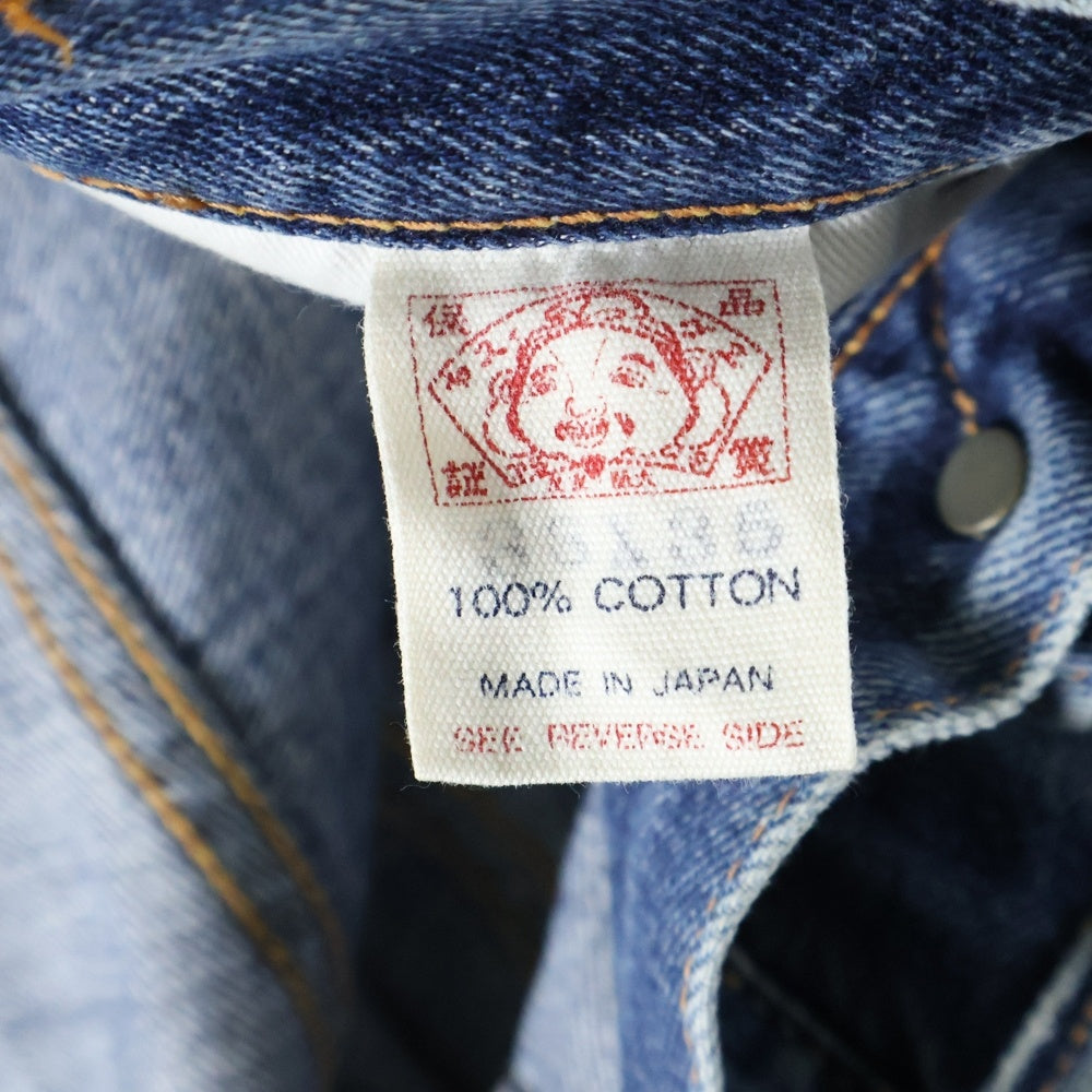 EVISU(エビス) 黄カモメ ボタンフライ レギュラー ストレート デニム パンツ インディゴ