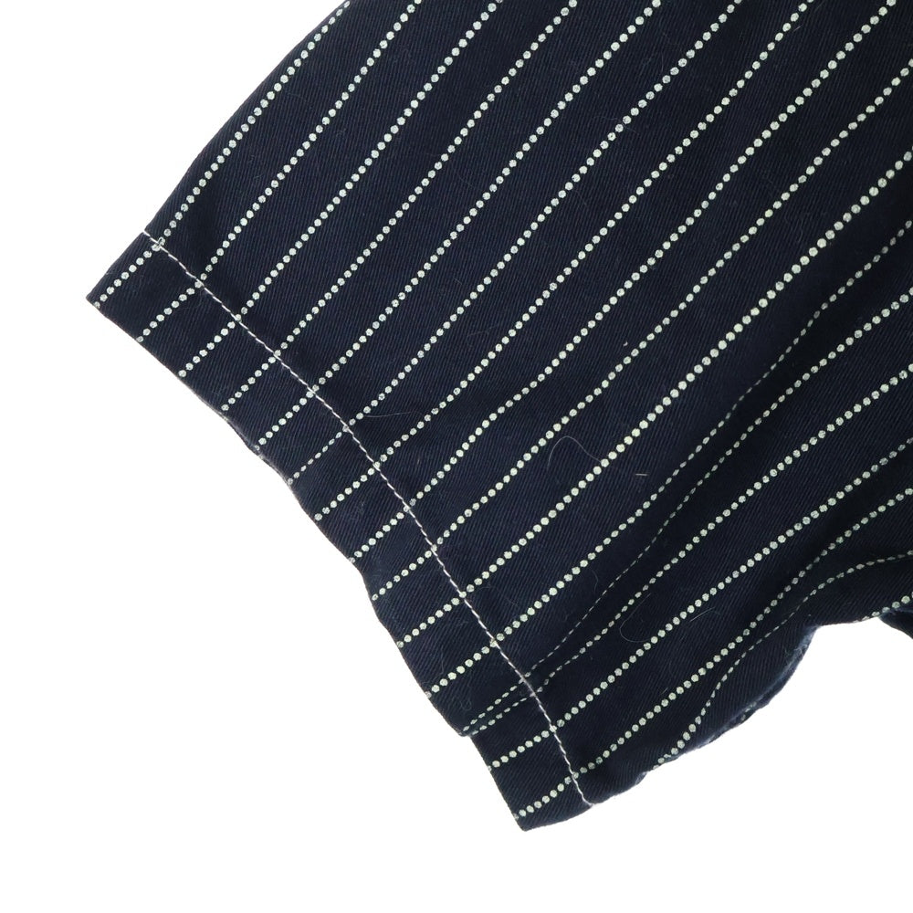 VANSON(バンソン) ×Felix the Cat フィリックス・ザ・キャット ワッペン付き ドットストライプ 半袖シャツ ブラック