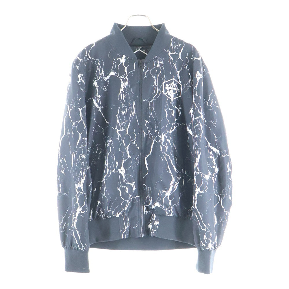 HEXGON(ヘキサゴン) マーブル 総柄 リバーシブル ボンバージャケット ブラック