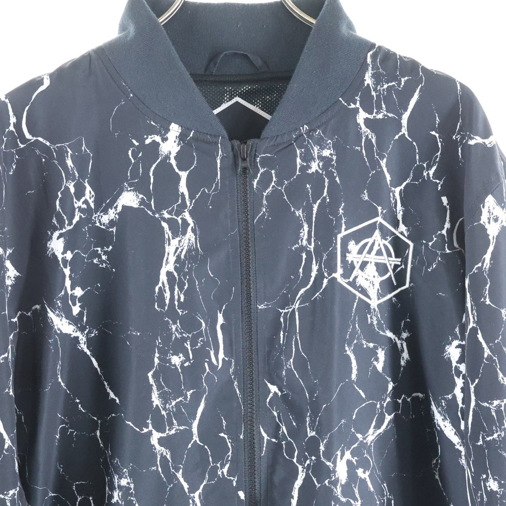 HEXGON(ヘキサゴン) マーブル 総柄 リバーシブル ボンバージャケット ブラック
