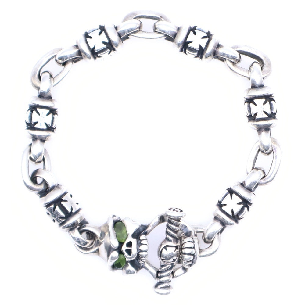 Travis Walker(トラヴィスワーカー) JUMPED OUTLAW LINKS BRACELET WITH SPEED TOGGLE WITH T-BAR CZ カスタム ライトストーン ジャンプド アウトロー 6リンク ブレスレット シルバー