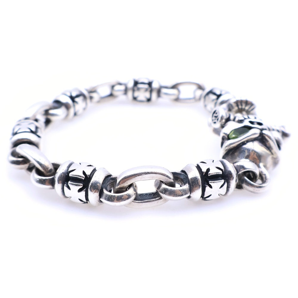 Travis Walker(トラヴィスワーカー) JUMPED OUTLAW LINKS BRACELET WITH SPEED TOGGLE WITH T-BAR CZ カスタム ライトストーン ジャンプド アウトロー 6リンク ブレスレット シルバー