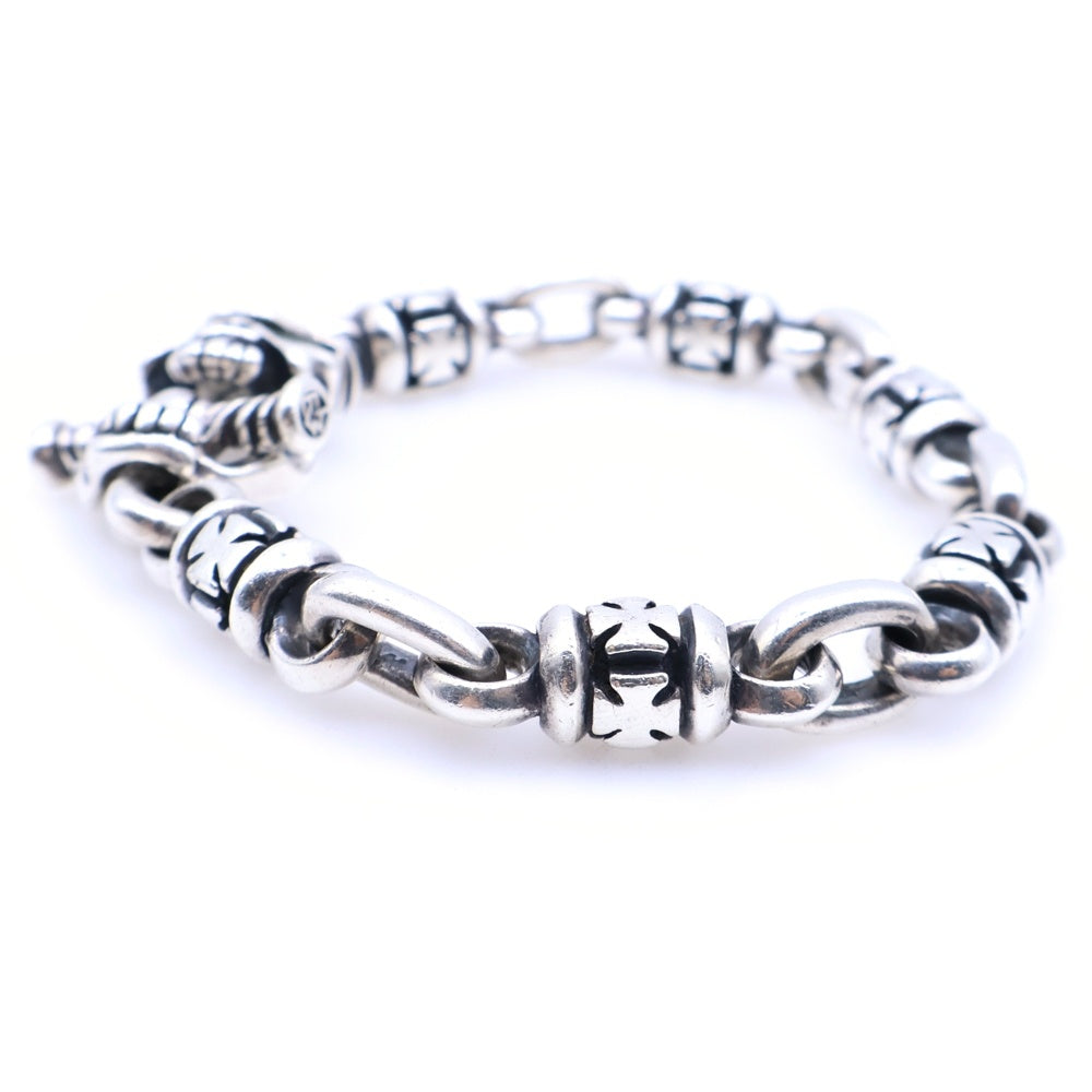 Travis Walker(トラヴィスワーカー) JUMPED OUTLAW LINKS BRACELET WITH SPEED TOGGLE WITH T-BAR CZ カスタム ライトストーン ジャンプド アウトロー 6リンク ブレスレット シルバー