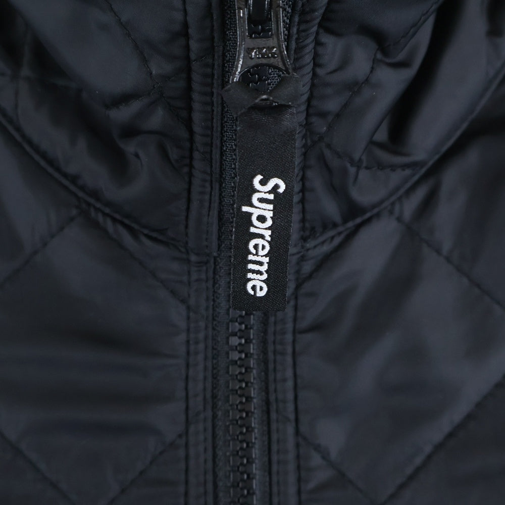 SUPREME(シュプリーム) 17SS Arc Logo Quilted Half Zip Pullover アーチロゴ キルティング ナイロン ハーフジップ プルオーバー トレーナー ブラック