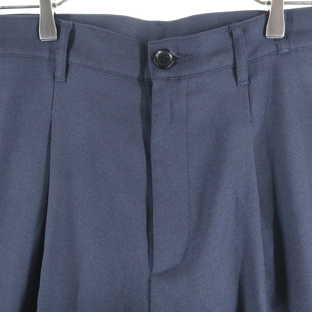MR.OLIVE(ミスターオリーブ) RETRO POLYESTER TWILL BELTED WIDE TAPERED PANTS レトロ ポリエステル テーパード パンツ ネイビー M-19101