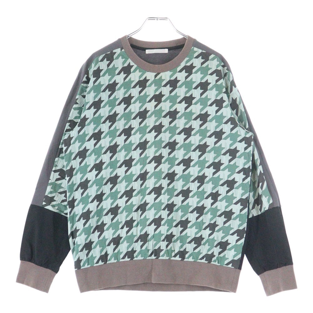 DISCOVERED(ディスカバード) 千鳥格子 総柄 ナイロン コットン 切り返し 長袖Tシャツ マルチ DC-S15-CU-06