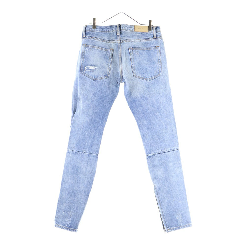 MNML(ミニマル) ダメージ加工 スリム デニムパンツ インディゴ