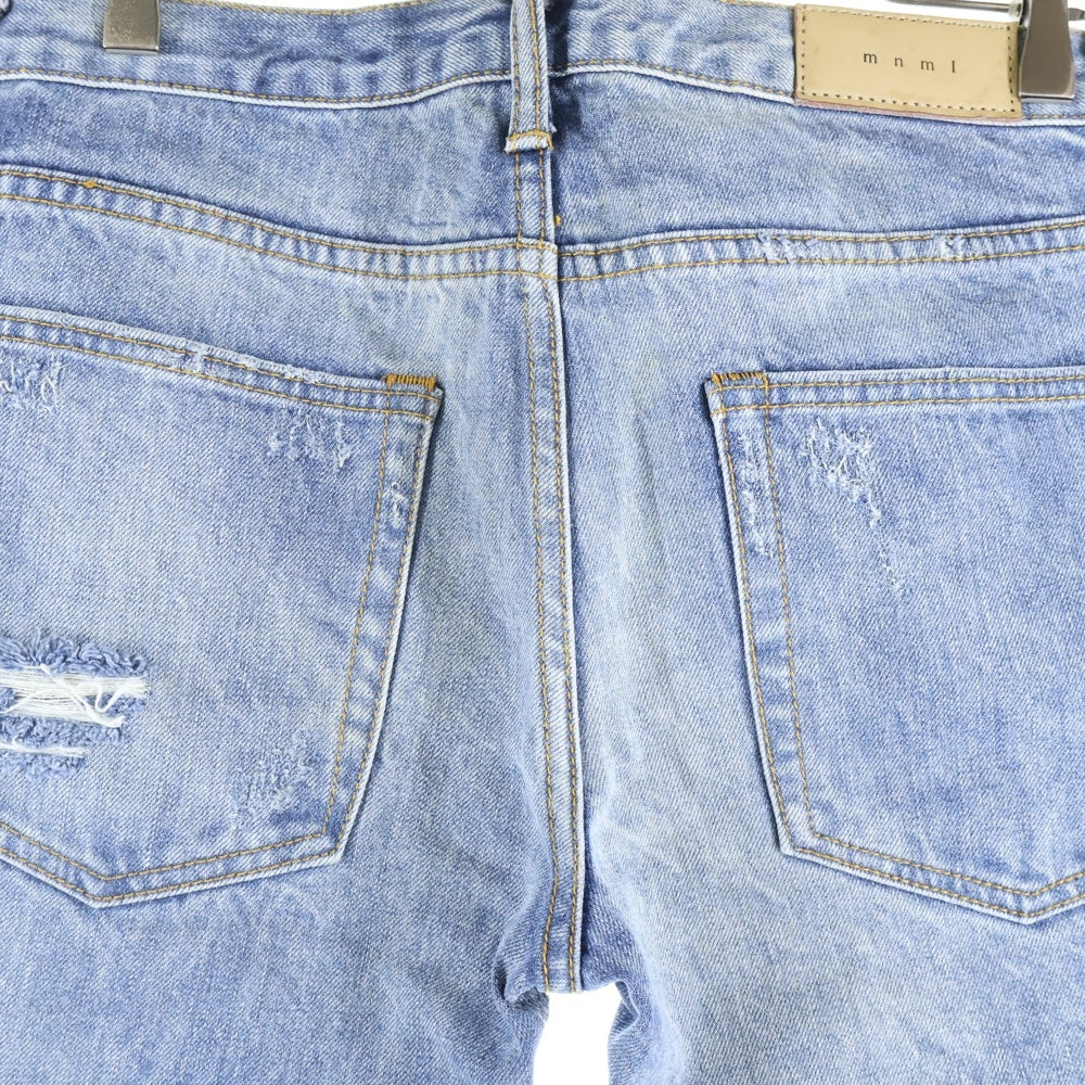MNML(ミニマル) ダメージ加工 スリム デニムパンツ インディゴ