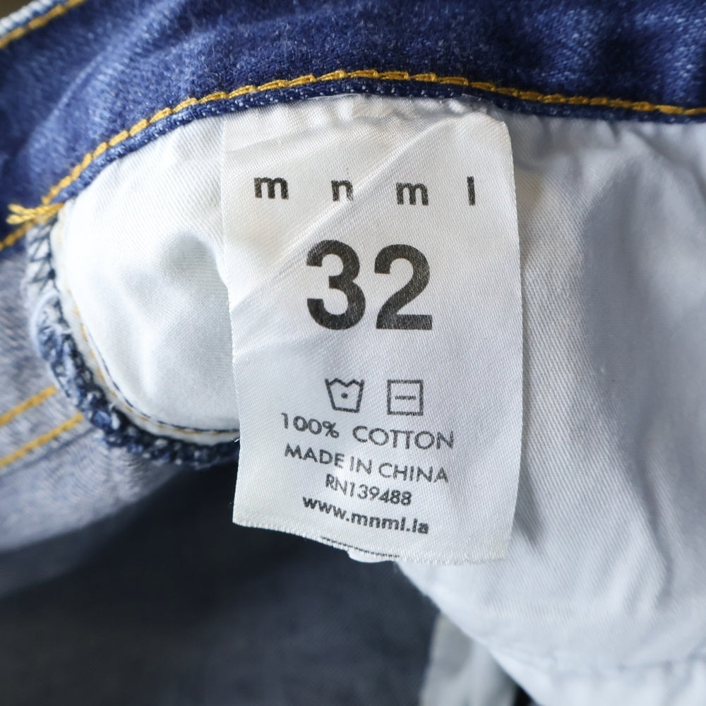 MNML(ミニマル) ダメージ加工 スリム デニムパンツ インディゴ