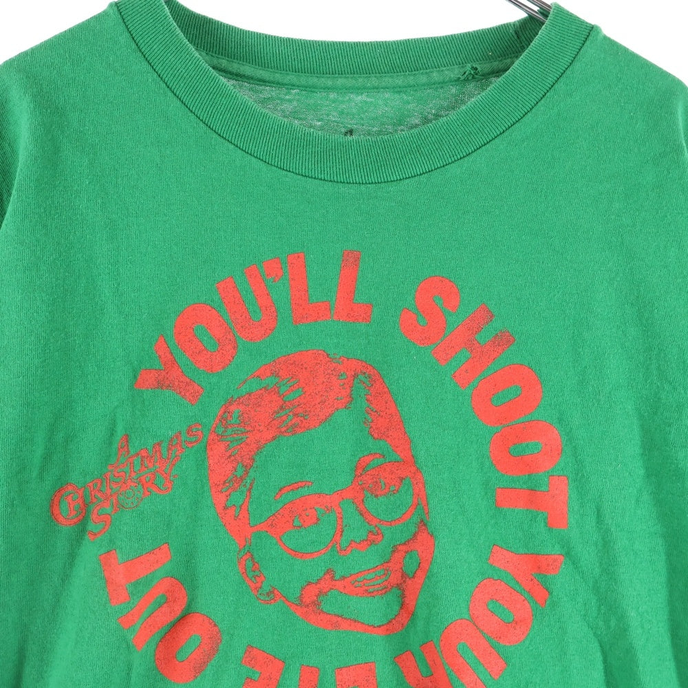NO BRAND(ノーブランド) Christmas Story プリント 半袖カットソーTシャツ グリーン