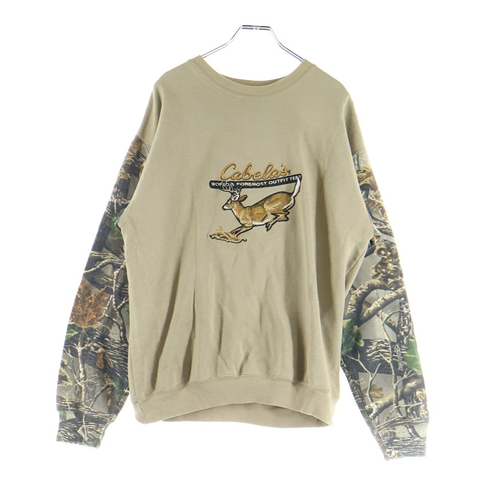 cabela's(カベラス) 袖リアルツリー クルーネック スウェット ブラウン