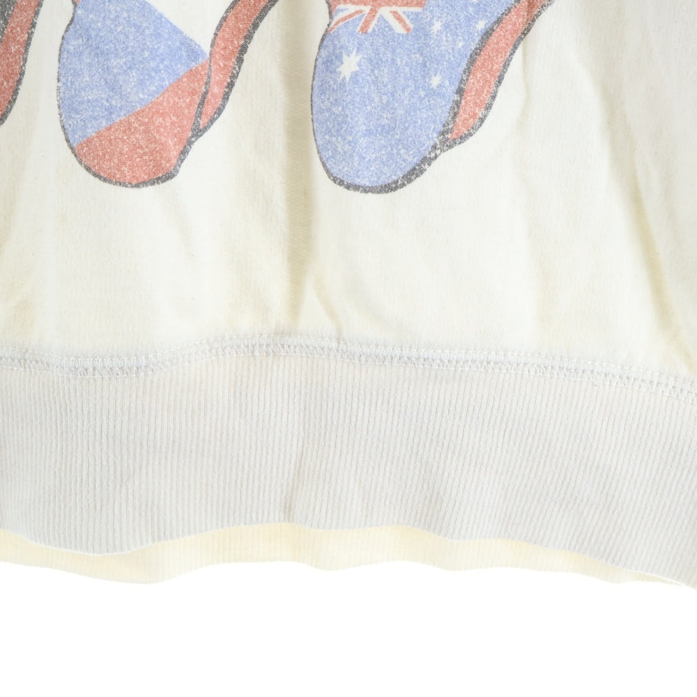 THE ROLLING STONES(ザ・ローリング・ストーンズ) リップタン フロント プリント ラグラン クルーネックトレーナー ホワイト/イエロー