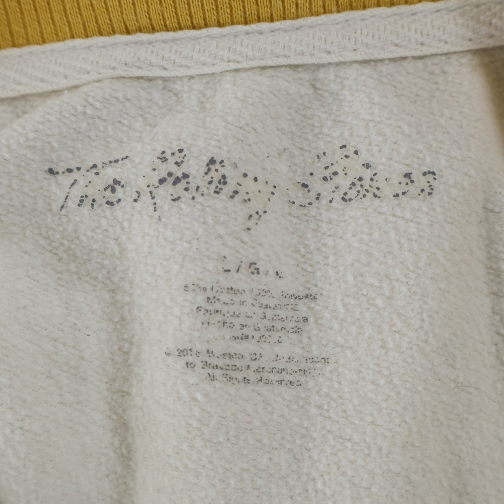 THE ROLLING STONES(ザ・ローリング・ストーンズ) リップタン フロント プリント ラグラン クルーネックトレーナー ホワイト/イエロー