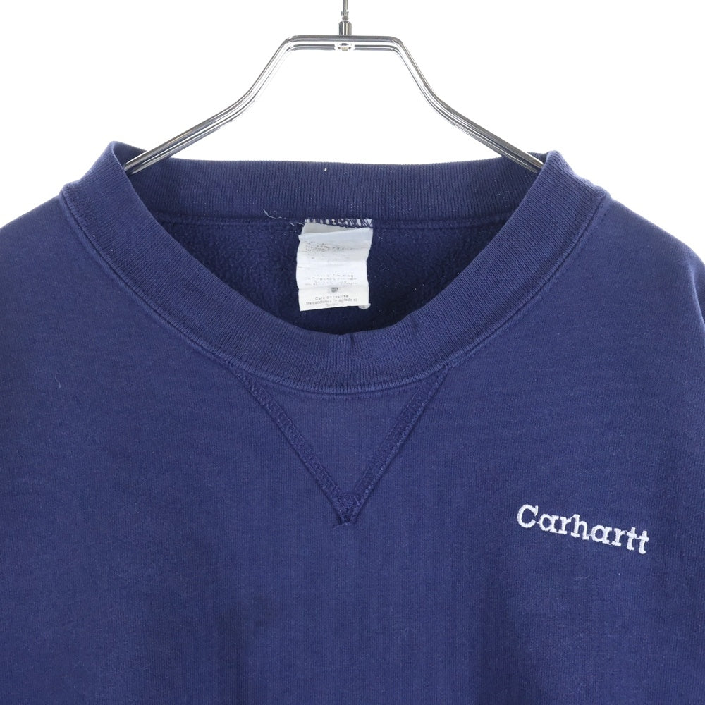 CARHARTT(カーハート) ロゴ刺繍 クルーネック コットン スウェットトレーナー ネイビー