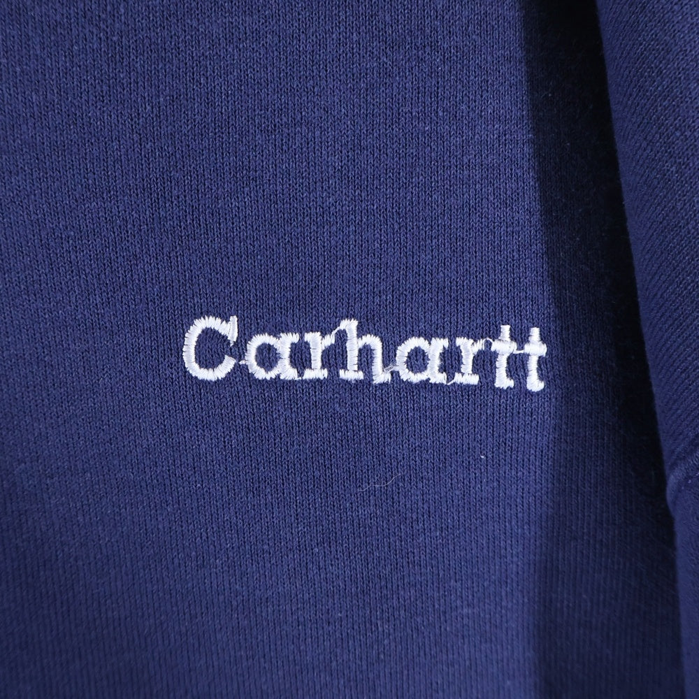 CARHARTT(カーハート) ロゴ刺繍 クルーネック コットン スウェットトレーナー ネイビー
