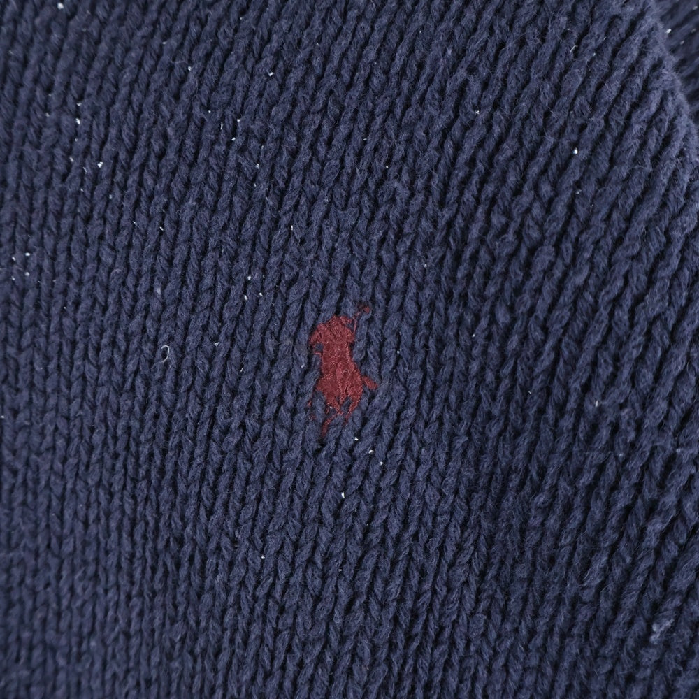 POLO RALPH LAUREN(ポロラルフローレン) スモールポニー刺繍 クルーネック コットン ケーブルニット セーター ネイビー