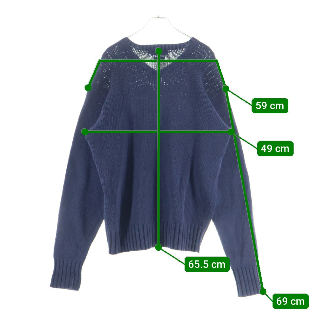 POLO RALPH LAUREN(ポロラルフローレン) スモールポニー刺繍 クルーネック コットン ケーブルニット セーター ネイビー