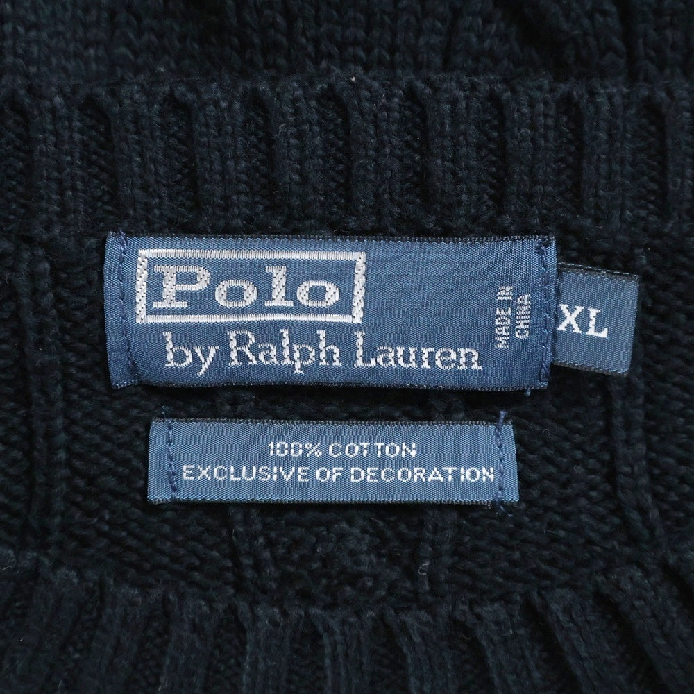 POLO RALPH LAUREN(ポロラルフローレン) スモールポニー刺繍 クルーネック コットンニット セーター ブラック
