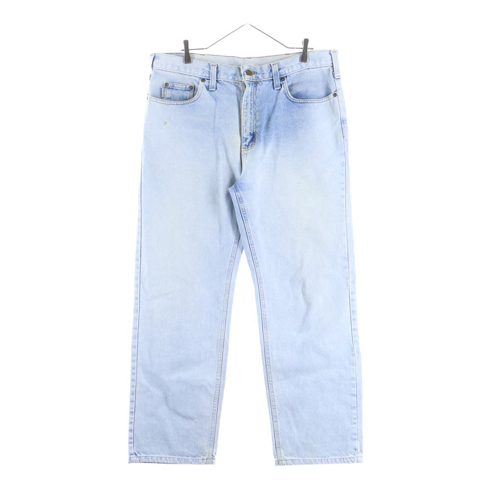 CARHARTT(カーハート) ロゴパッチ ストレートデニムパンツ ライトブルー