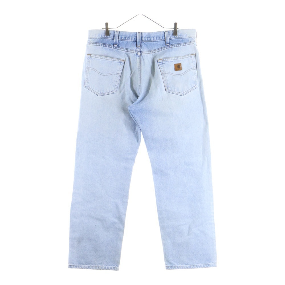 CARHARTT(カーハート) ロゴパッチ ストレートデニムパンツ ライトブルー