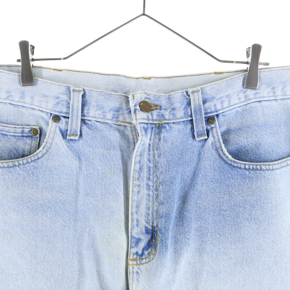 CARHARTT(カーハート) ロゴパッチ ストレートデニムパンツ ライトブルー