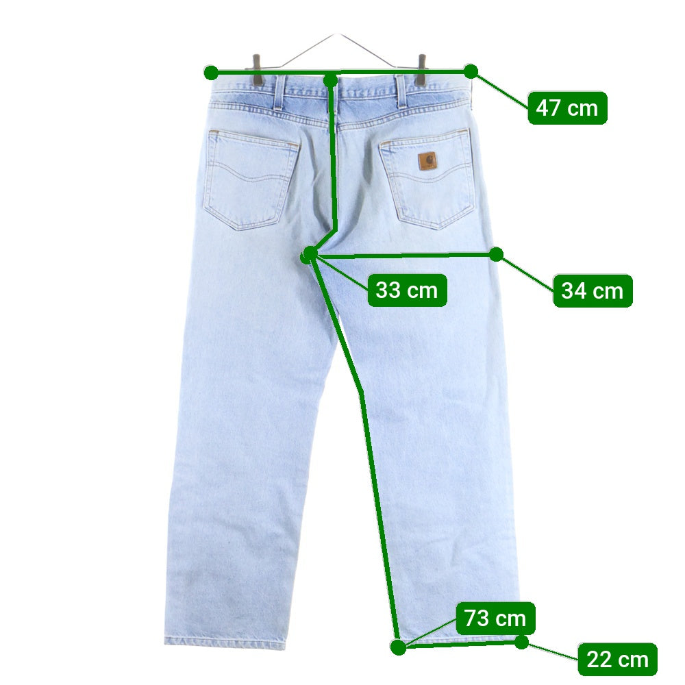 CARHARTT(カーハート) ロゴパッチ ストレートデニムパンツ ライトブルー