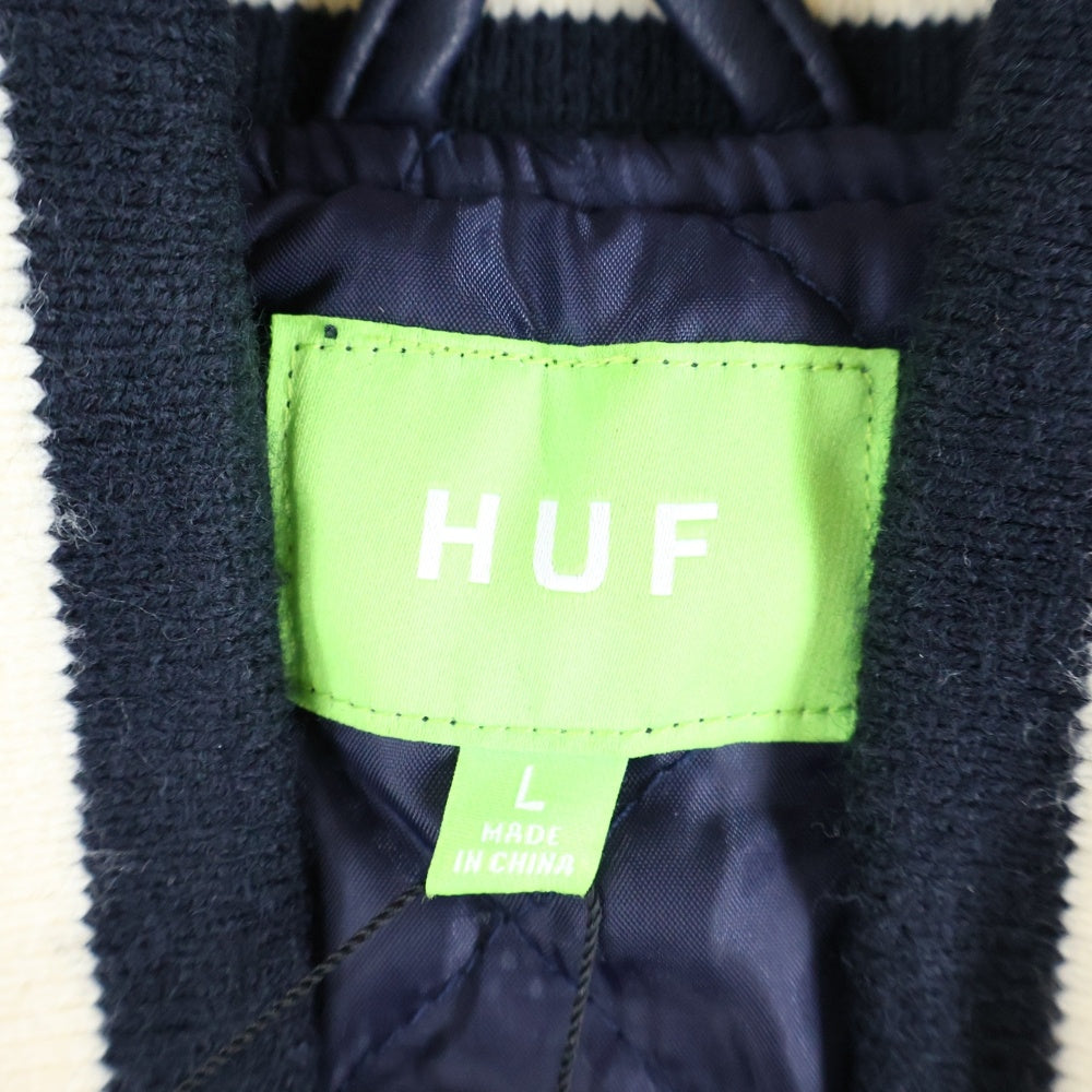HUF(ハフ) 20 YEAR CLASSIC H VARSITY JACKET 20周年 クラシック H バーシティ スタジアムジャケット スタジャン ブラック JK00368