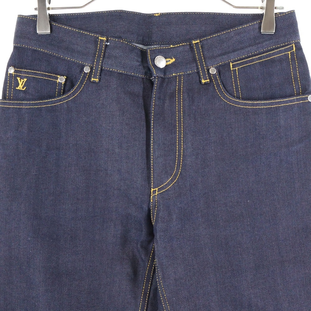 LOUIS VUITTON(ルイヴィトン) モノグラム フラワー刺繍 ワイド ストレートデニムパンツ インディゴ RM121M MKDP01CQU