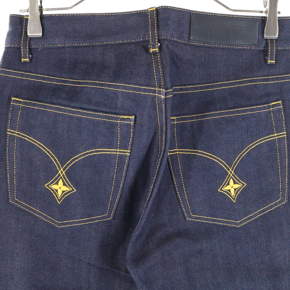 LOUIS VUITTON(ルイヴィトン) モノグラム フラワー刺繍 ワイド ストレートデニムパンツ インディゴ RM121M MKDP01CQU