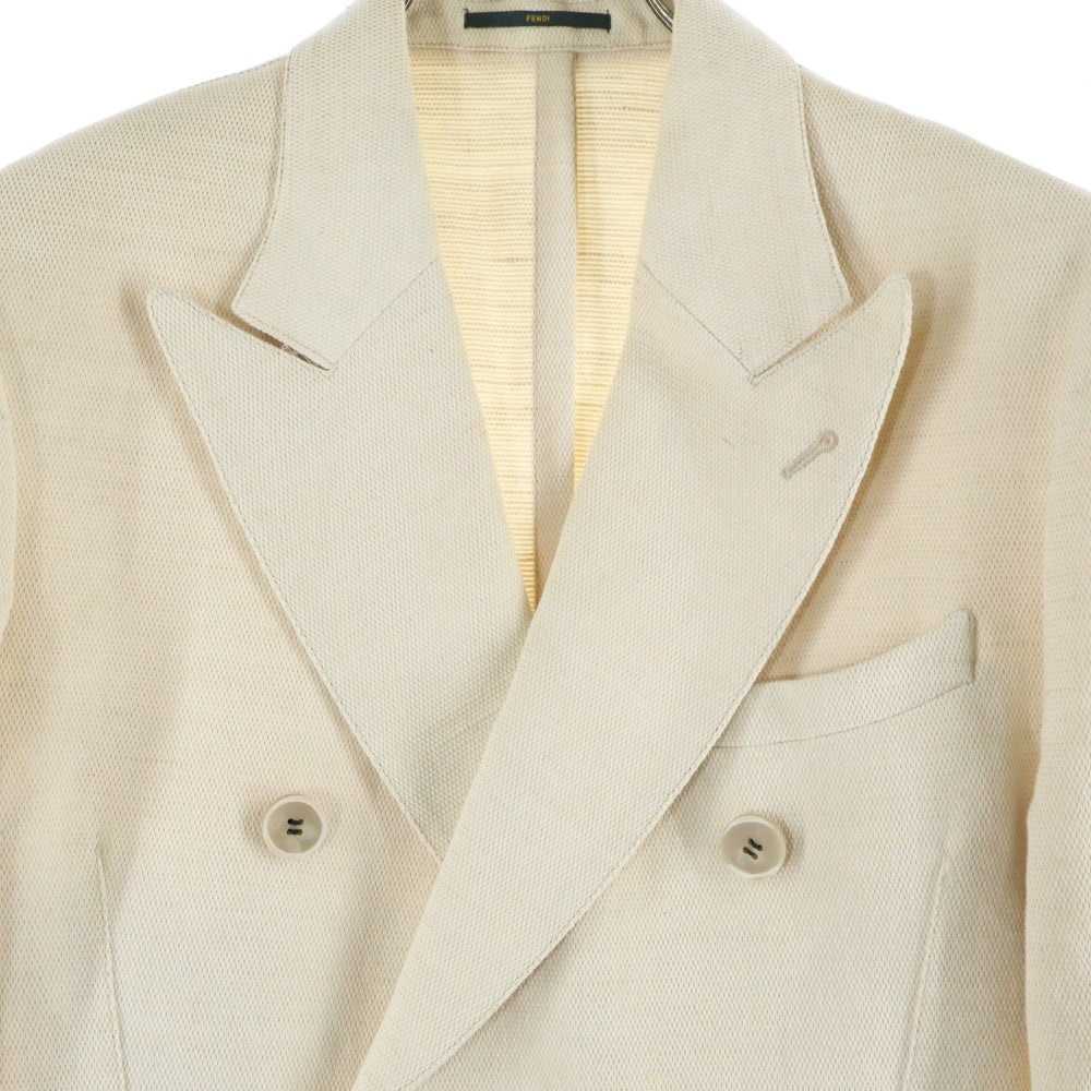 FENDI(フェンディ) ジュート混 ダブルブレスト ジャケット ベージュ FJ0513 HJ3