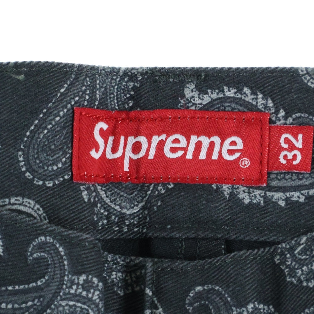 SUPREME(シュプリーム) 13AW Paisley Work Pant ペイズリー柄 コットン ワークパンツ ブラック