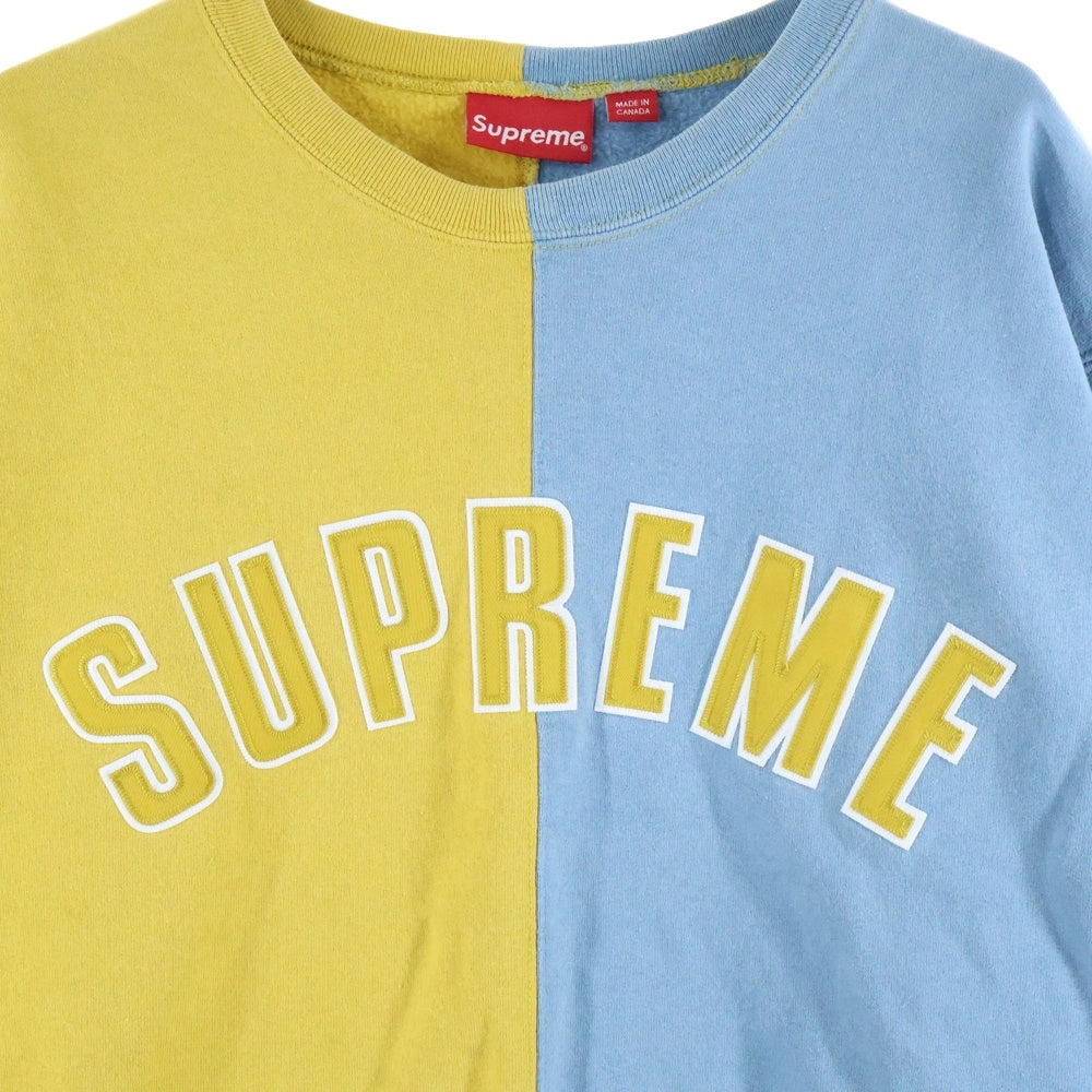 SUPREME(シュプリーム) 18AW Split Crewneck Sweatshirt Mustard スプリット ロゴ クルーネック スウェット トレーナー マスタード/ブルー