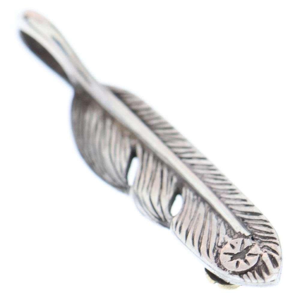 GOD SUNS(ゴッドサンズ) プレーンフェザー K18ローズメタル付き SSフェザー 右向き ペンダントトップ シルバー/ゴールド