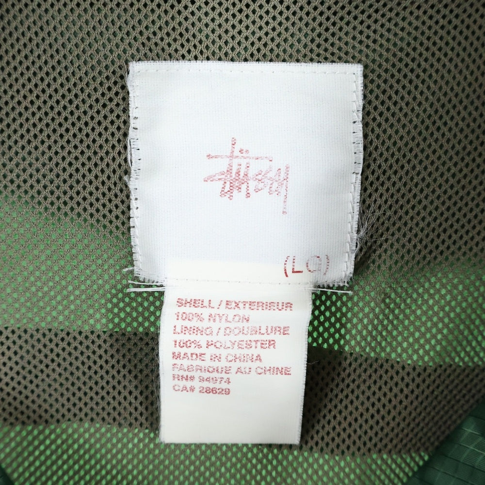 STUSSY(ステューシー) 90s 紺タグ付き 胸ロゴプリント 裏地メッシュ ナイロン フルジップ フーデッド ジャケット