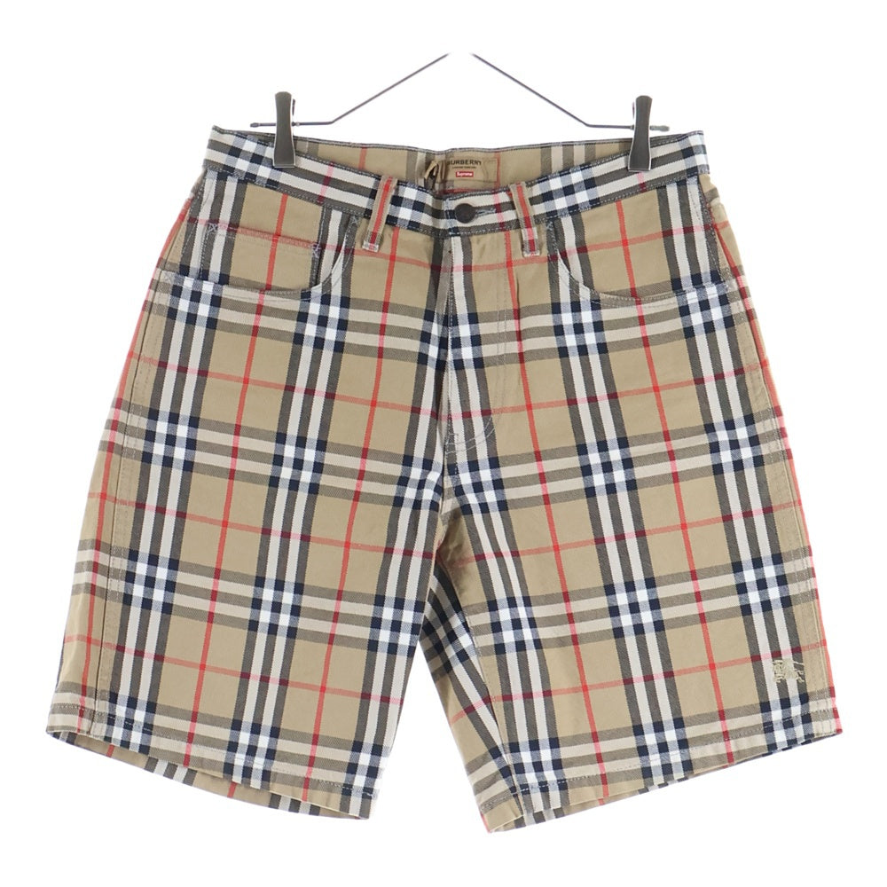 SUPREME(シュプリーム) 22SS ×BURBERRY Denim Shorts バーバリー チェック柄 ショーツ ハーフパンツ ベージュ