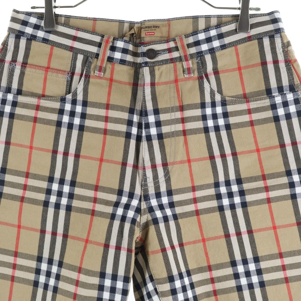SUPREME(シュプリーム) 22SS ×BURBERRY Denim Shorts バーバリー チェック柄 ショーツ ハーフパンツ ベージュ