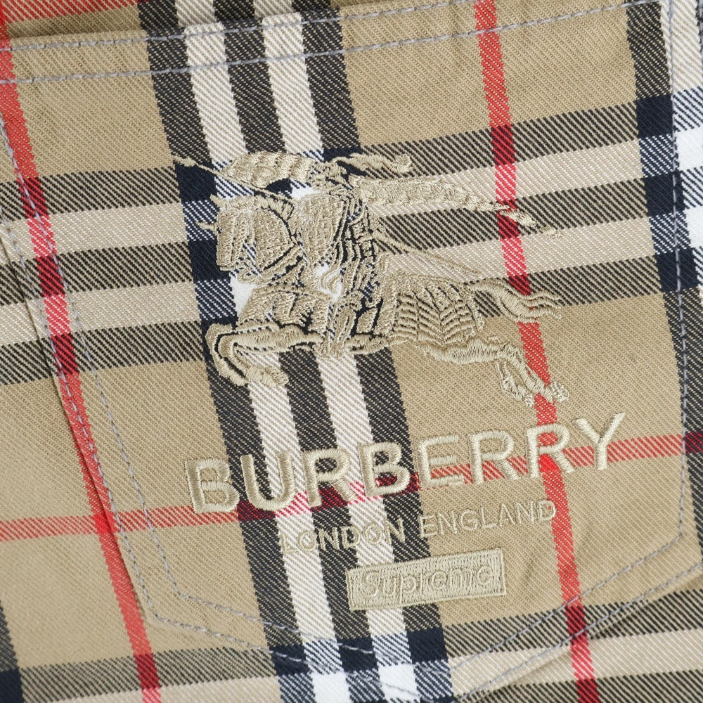 SUPREME(シュプリーム) 22SS ×BURBERRY Denim Shorts バーバリー チェック柄 ショーツ ハーフパンツ ベージュ