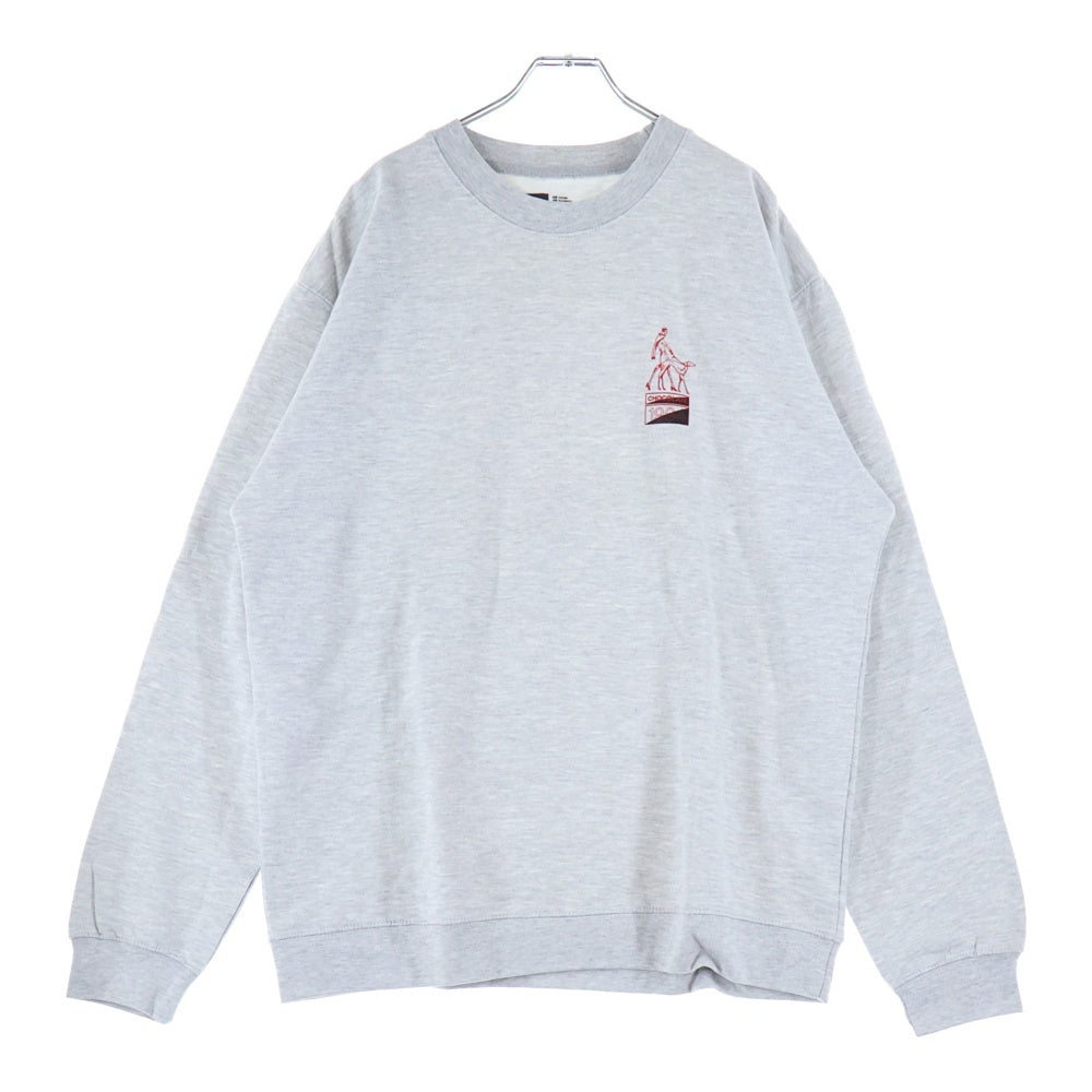 NO BRAND(ノーブランド) chocolate お散歩 ロゴ プリント クルーネックスウェットシャツ アッシュ