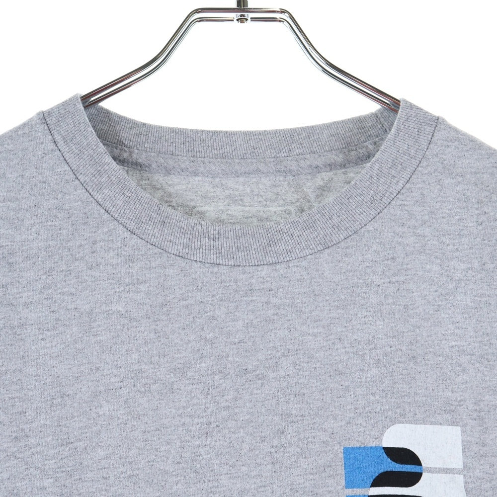 NO BRAND(ノーブランド) GIRL 両面 ロゴプリント クルーネック 半袖 Tシャツ カットソー グレー