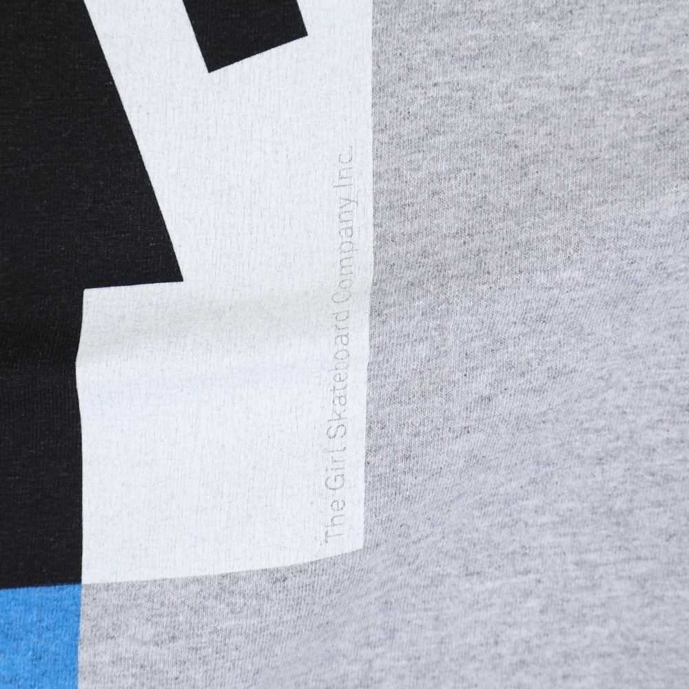 NO BRAND(ノーブランド) GIRL 両面 ロゴプリント クルーネック 半袖 Tシャツ カットソー グレー
