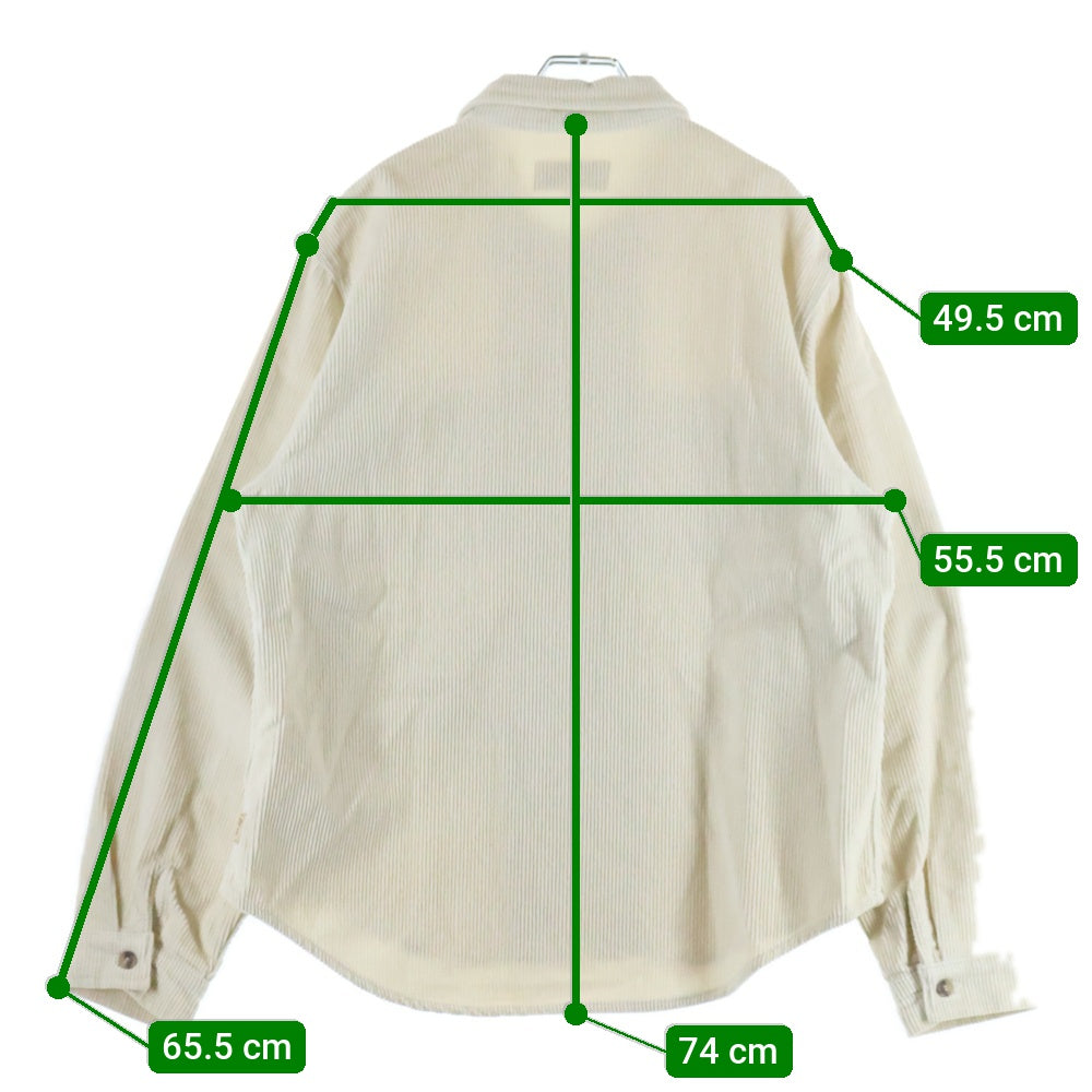 STUSSY(ステューシー) 22AW WIDE WALE CORD ZIP SHIRT コーデュロイ ジップアップ 長袖シャツ ホワイト