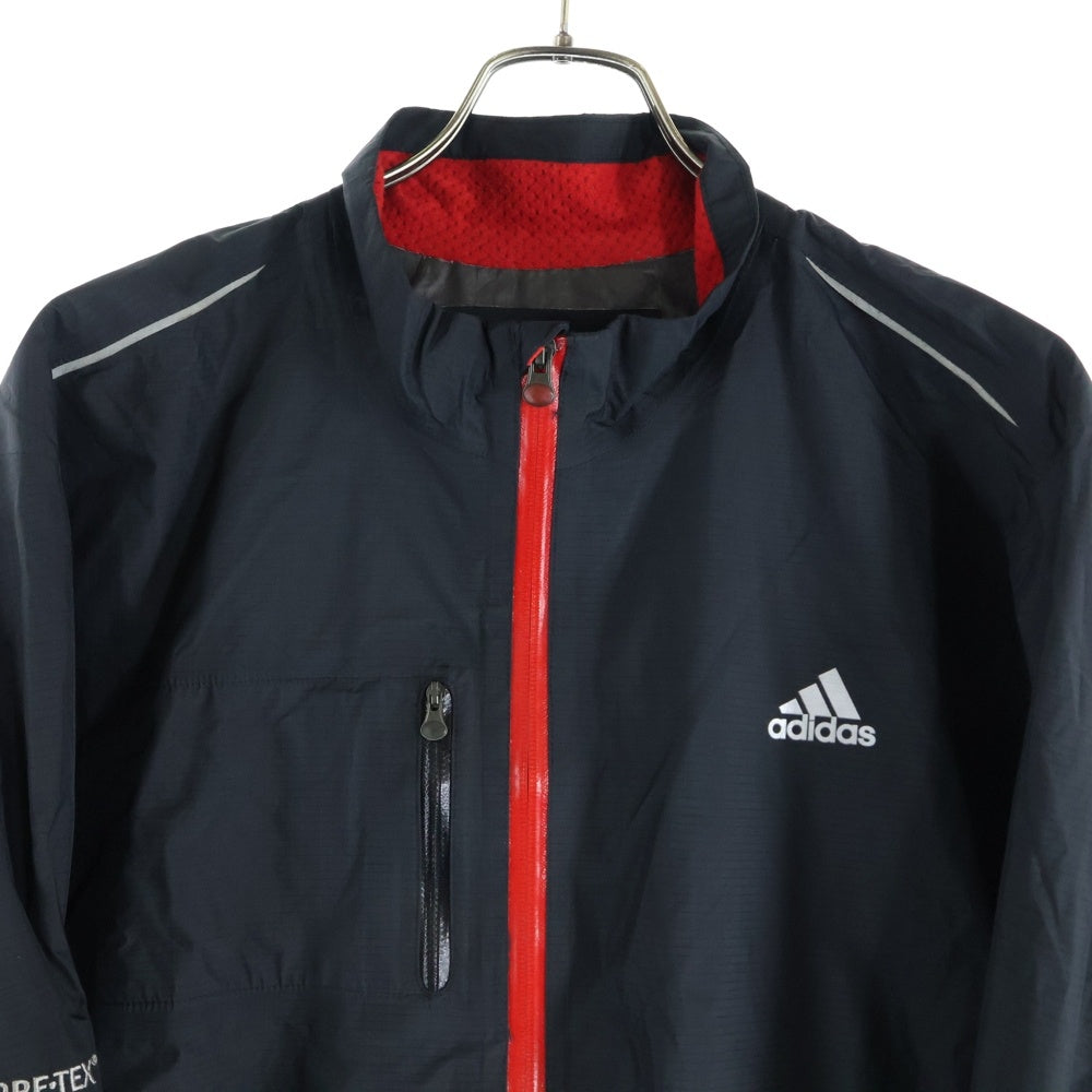 adidas(アディダス) ロゴプリント ジップアップナイロンジャケット レッド/ブラック