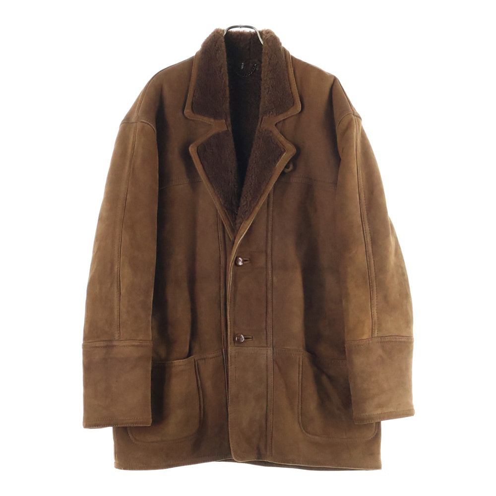 NO BRAND(ノーブランド) ROBERT MASSINI(ロベルト・マッシーニ) ファー レザー ムートンコート ブラウン