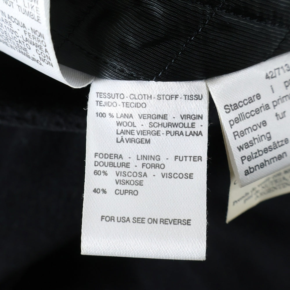 Max Mara(マックスマーラ) 襟ファー付き 裏地キルティング ロングコート ブラック レディース