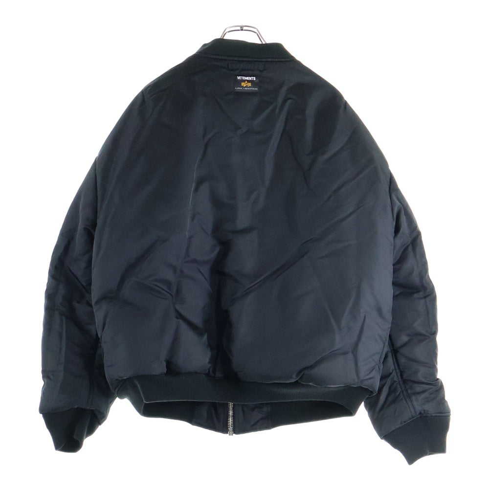 VETEMENTS(ヴェトモン) 18AW ×ALPHA INDUSTRIES MA-1 アルファ オーバーサイズフライトジャケット ブラック MAH19JA204