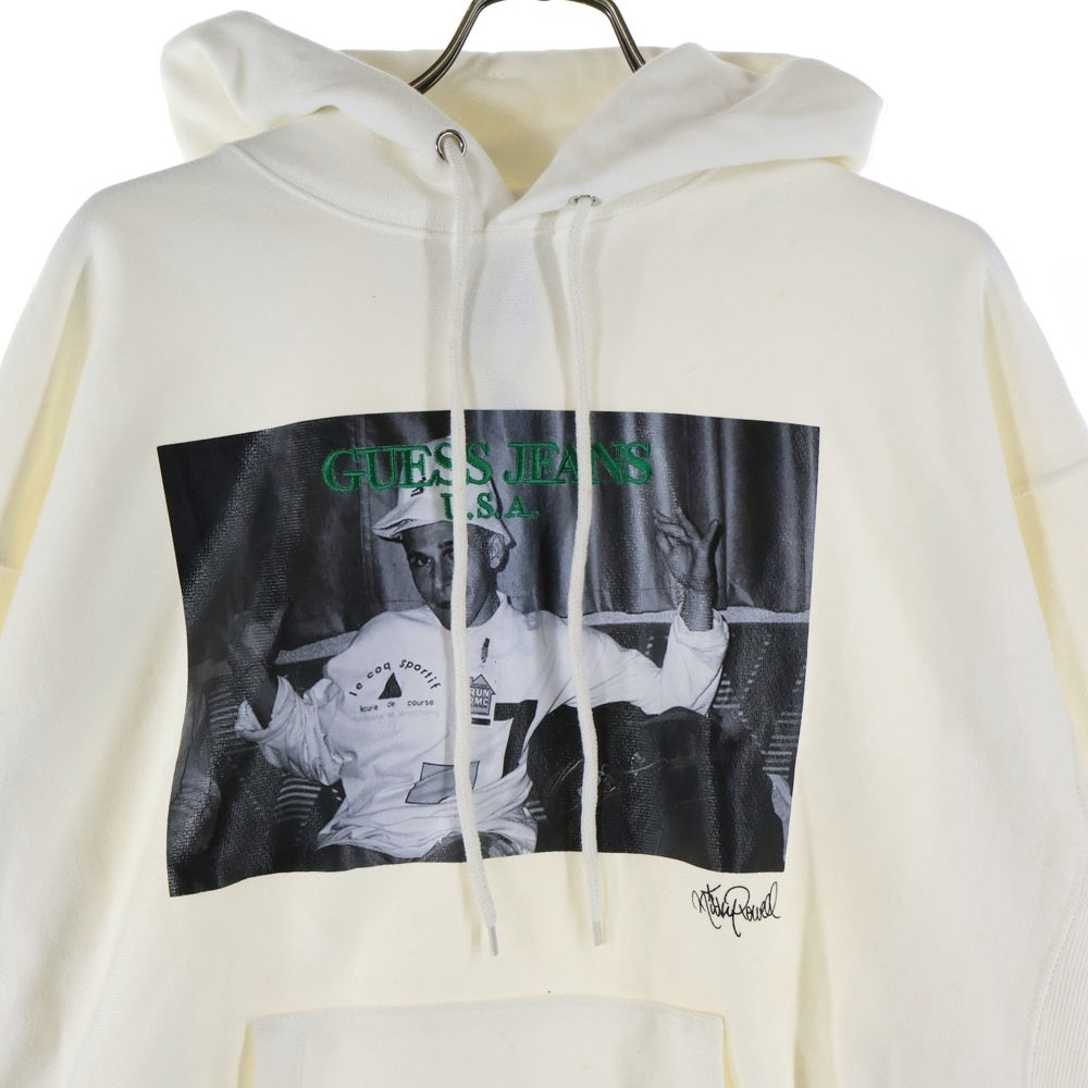 GUESS(ゲス) Green Label×Ricky Powell グリーンレーベル リッキーパウエル フロントプリント プルオーバーパーカー フーディー ホワイトMI4K8360RP