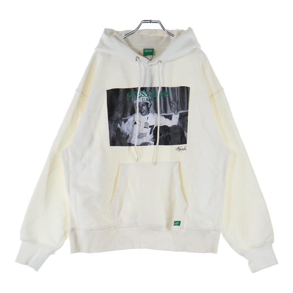 GUESS(ゲス) Green Label×Ricky Powell グリーンレーベル リッキーパウエル フロントプリント プルオーバーパーカー フーディー ホワイトMI4K8360RP