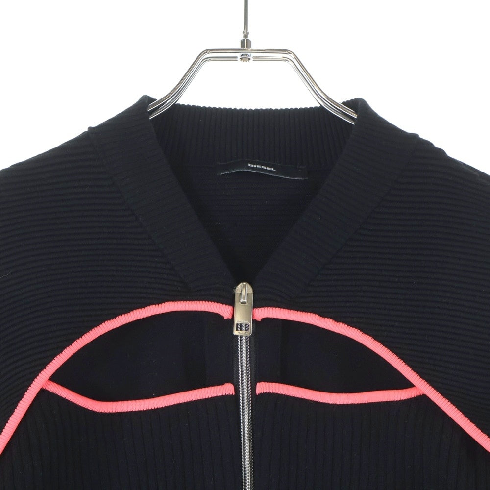 DIESEL(ディーゼル) フロントカット 長袖ニットジップカーディガン ブラック 00E8M200034 レディース