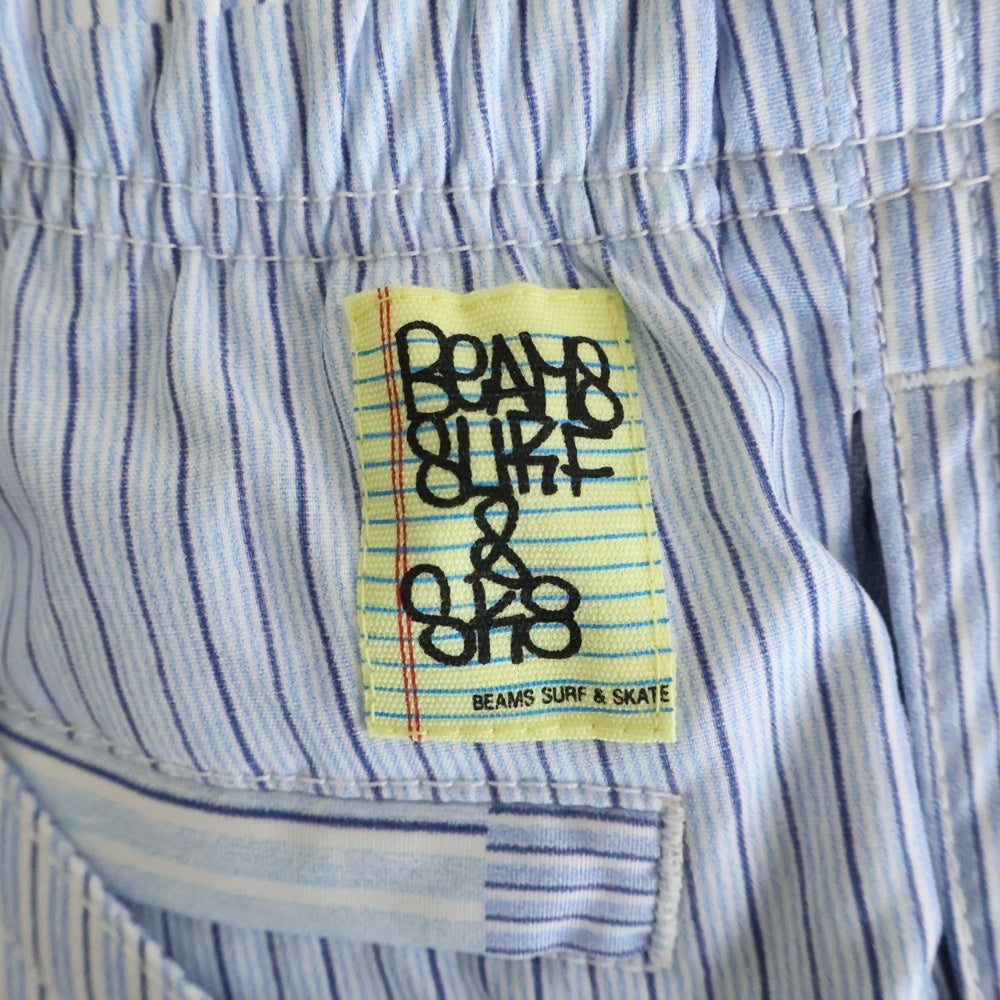 SSZ(エスエスズィー) 18SS × BEAMS STRIPE P/W PRINT SHAKA PANTS ビームス ストライプ 転写プリント シャカパンツ ブルー 11-24-2108-803-90-14
